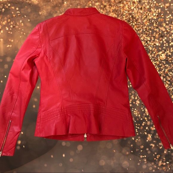 Red Leather Danier Moto Jacket - Picture 2 of 4